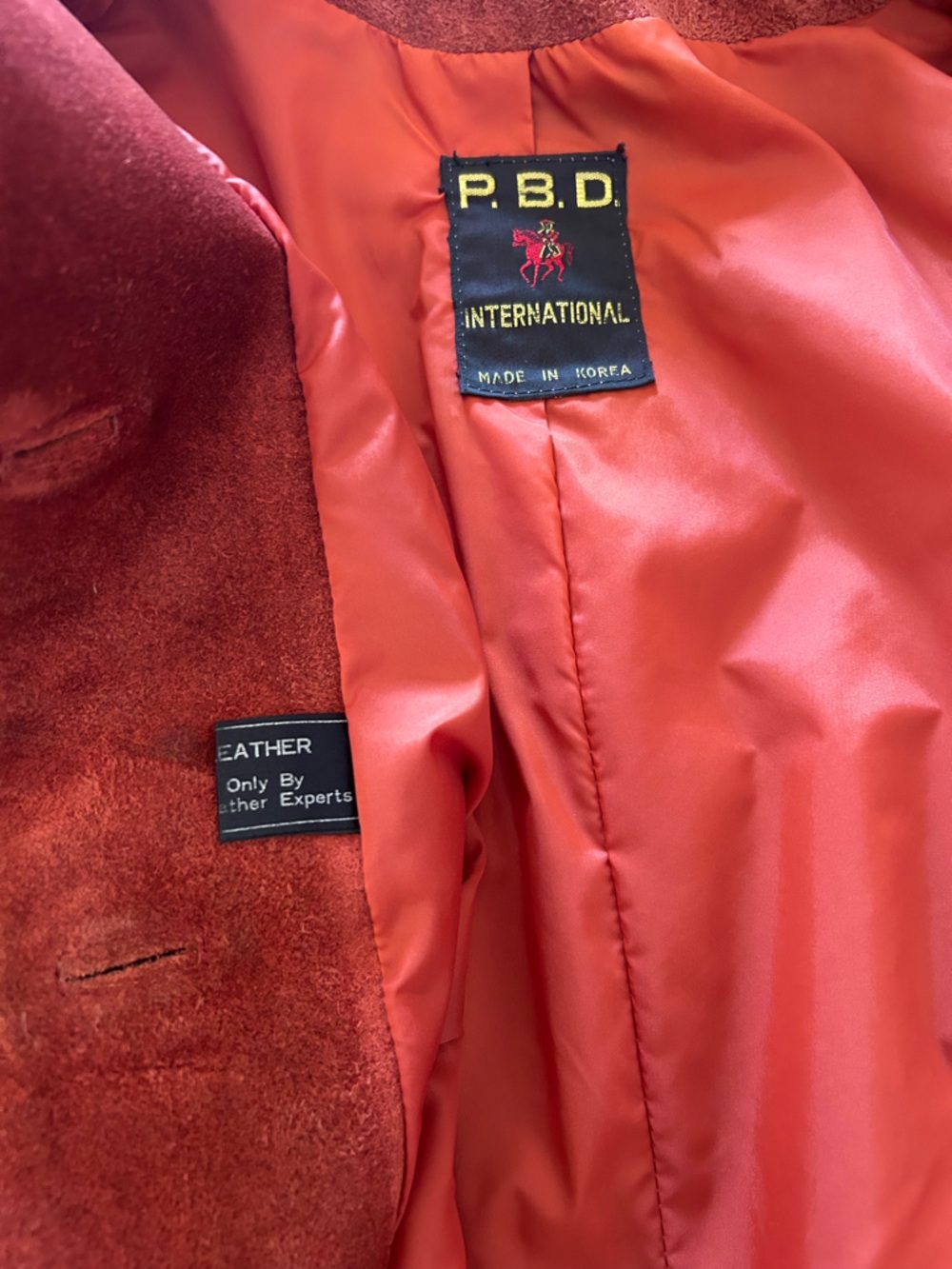 PBD International Vintage Suede Jacket Button Front Small Rusty Red Leather - Picture 3 of 5